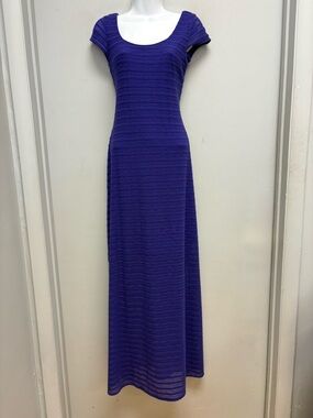 Lilly Pulitzer Purple Textured Maxi Dress Scoop Neck Side Slit Size Medium